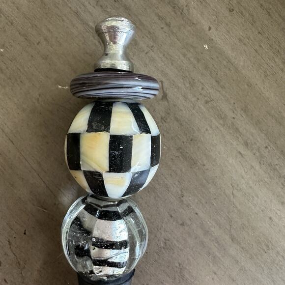 Unique Mixed Wine Bottle Stopper Silver Tone Glass Check Heavy Tall - Picture 8 of 9